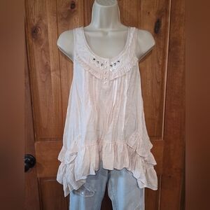 Moon Collection Blush Ruffled Sleeveless Blouse